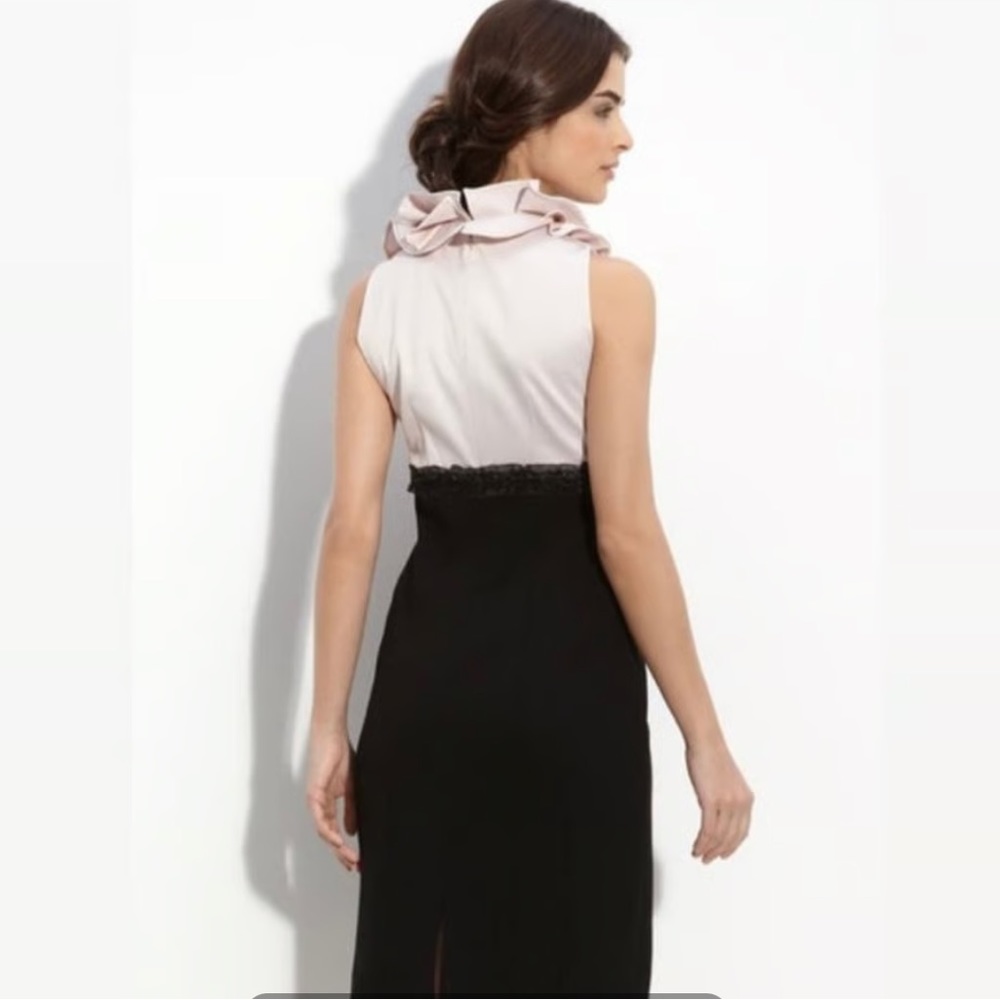 JS Collections Black Cream Ruffle Neck Cocktail dress size 8 - Picture 2 of 14